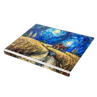 Imagem de SEHANY Tábua de corte de acrílico Van Gogh's Starry Night com borda de balcão, 34 x 42 cm, placa de corte transparente antiderrapante para bancada de cozinha, perfeita para pão, frutas e vegetais