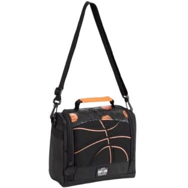 Imagem de Lancheira Térmica Infantil com Alça Transversal Regulável, Compartimento Térmico com Elástico, Material Escolar Reforçado, Estampa Esportiva P/Meninos (Preto - Basquete)