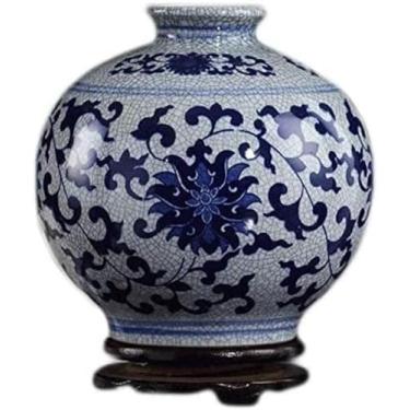 Imagem de Vasos para decoração vaso de cerâmica vintage estilo chinês azul e branco porcelana família decoion flor falsa 22 cm para flores
