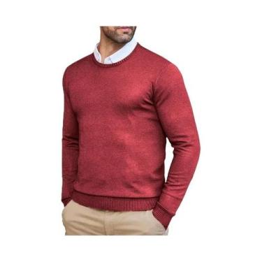 Imagem de Suéter Masculino Slim Fit Leve Com Gola Redonda, Moda Casual De Outono