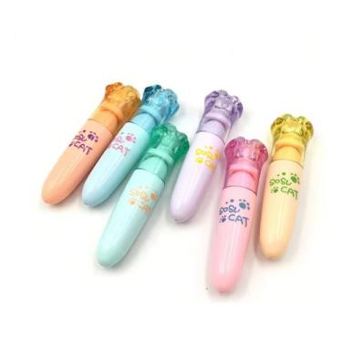 Imagem de Marca Texto Caneta Patinha Gato Conjunto 6 Cores+ Brinde - Qesefun