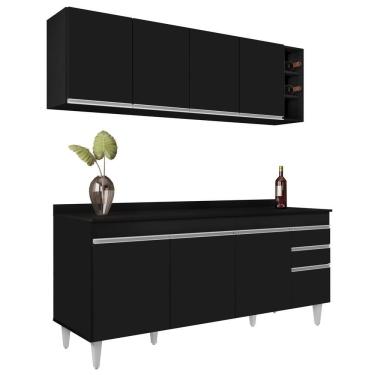 Imagem de Armário Nevada E Balcão 180cm Com Tampo Dallas Preto - Lumil