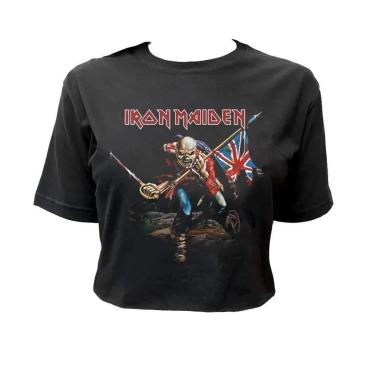 Imagem de Cropped de Banda Iron Maiden Stamp Feminino Manga Curta Gola Redonda-Feminino