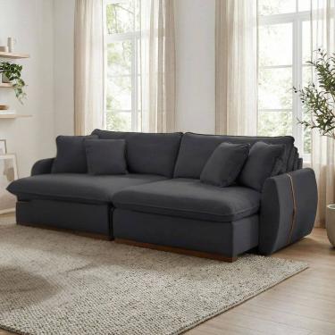 Imagem de Sofá Cama 3 Lugares Retrátil Reclinável 23cm Veludo com Molas Ensacadas Apolo Grafite