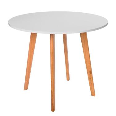Imagem de Mesa de Jantar Leda Wood Redonda 120cm Madeira Mdf Tx Branco