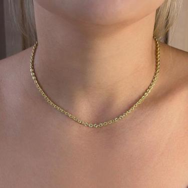 Imagem de Colar Choker Elos Mini Texturizado Banhado em Ouro 18k - Anastásia Joi