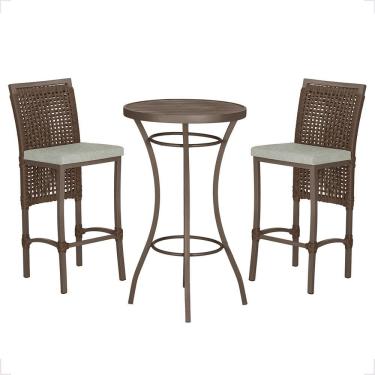 Imagem de Mesa Bistrô 2 Banquetas Roma Marrom Corda Náutica 3 Trama Marrom