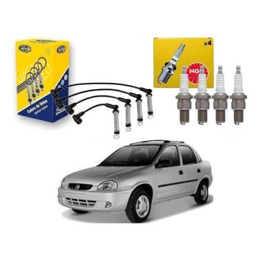 Imagem de Kit Vela Cabo Ngk Corsa Classic 1.0 2005 A 2010 - Marelli
