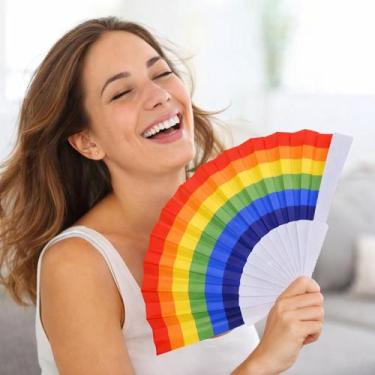 Imagem de Leque Arcoiris Orgulho Lgbtqia Leve E Fácil De Carregar um acessório c