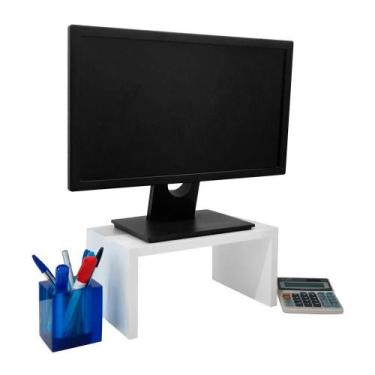 Imagem de Base para Monitor Suporte de Mesa Madeira Branco - Mercado das Pratele