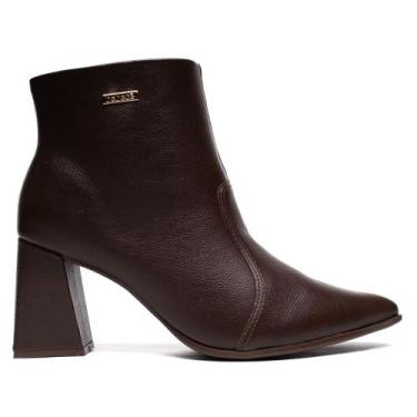 Imagem de Bota Feminina Bebecê Couro Salto Bloco Café, Café, 35