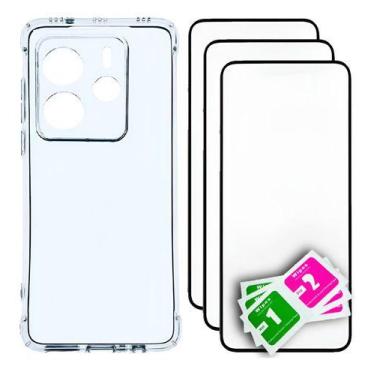 Imagem de 3x Pelicula 3d + Capa Transparente Para Redmi Note 14 - NoBrand