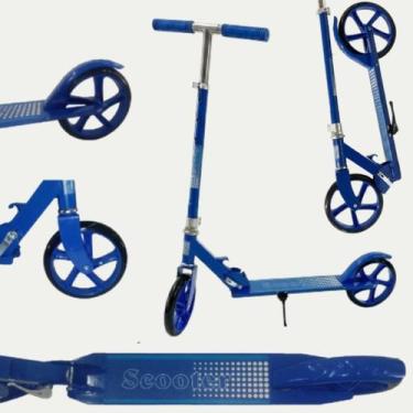 Imagem de Patinete Crianças Jovens e Adultos Ajustável Azul 100Kg - Shopliegil