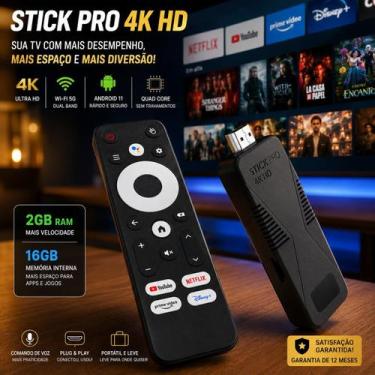 Imagem de TV Stick Smart Android Comando de Voz WiFi Apps de Streaming - Pro Ele