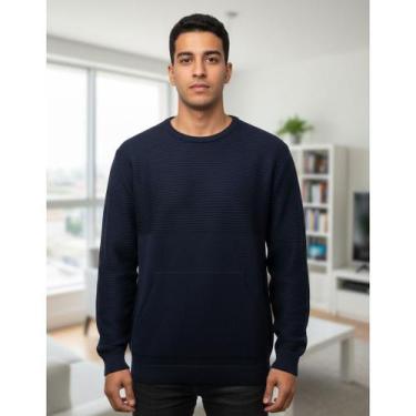 Imagem de Blusa Masculina Link Bolso Canguru - Giuliana Marques Tricot, Azul, M