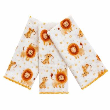 Imagem de Kit 3 Paninho de Boca Fralda Algodão Bebê Enxoval Menina Menino - Teci