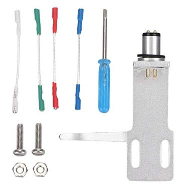 Imagem de Mugast Kit Phono Headshell, cartucho de toca-discos de liga de alumínio de 6,4 cm, inclui 4 cabos e 2 parafusos (prata)