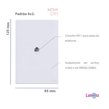 Imagem de Placa Com Conector Rj11 4X2 Tok Glass Branco Lumenx