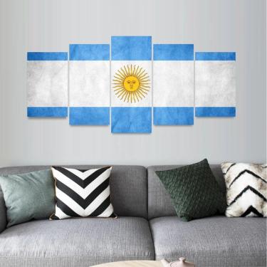 Imagem de Quadro Bandeira Argentina Vintage decorativo Mosaico