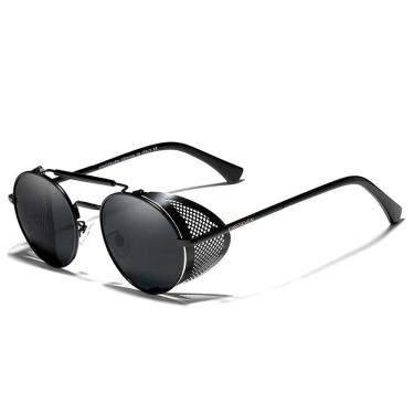 Imagem de Óculos de Sol Masculino Redondo Steampunk Kingseven Proteção Polarizados UV400 Anti-Ref...