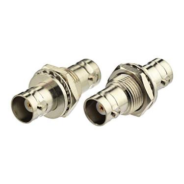 Imagem de Bingfu BNC fêmea para BNC fêmea 50 Ohm adaptador coaxial conector 2 pacotes para receptor de sistema de microfone sem fio rádio CB Amador UHF VHF Ham rádio rádio móvel antena painel frontal patch suporte de suporte
