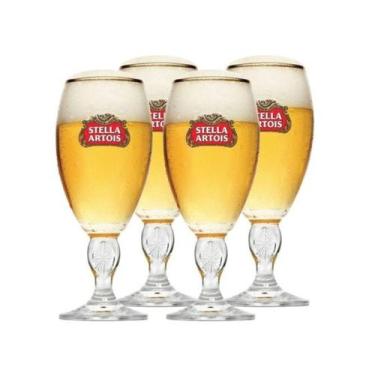Imagem de Jogo De Taças De Vidro Para Cerveja Stella Artois 4 Unidades De 250ml
