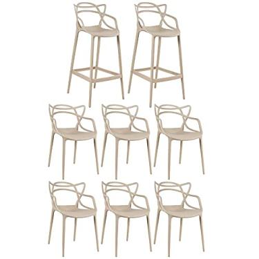 Imagem de Loft7, KIT - 6 x cadeiras + 2 x banquetas altas Masters Allegra - Nude