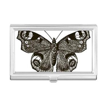 Imagem de Borboleta com asas escuras, cor escura, porta-cartões de visita, caixa de bolso