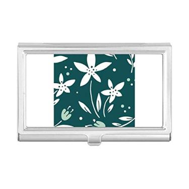 Imagem de Porta-cartões de visita com tinta verde e branca com flor
