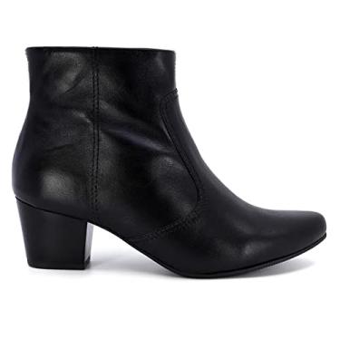 Imagem de Bota Usaflex Feminina Casual Salto Bloco Couro Cano Curto Zíper Q6689