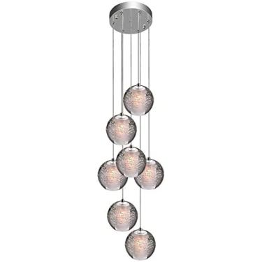 Imagem de Luminária Pendente Luminária De Teto G4-LED Bola De Cristal Lustre, Sala De Estar Luz Sótão Escada Foyer Restaurante Bar Quarto Candeeiro Suspenso Cromado A+,Disco 7,Pleasant63