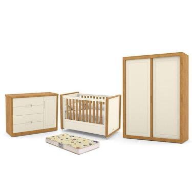 Imagem de Dormitório Tutto New 2 Portas, Cômoda 1 Porta, Berço com Colchão D18 - Matic Móveis