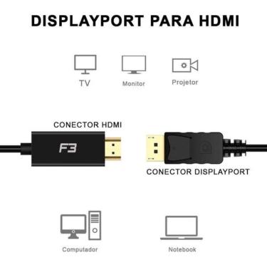 Imagem de Cabo Adaptador Conversor Displayport Para Hdmi 1.8 Metros