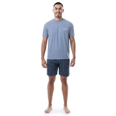 Imagem de Wrangler Conjunto de pijama de pijama masculino com shorts de algodão microlixado, Jeans desbotado/azul-marinho, Large