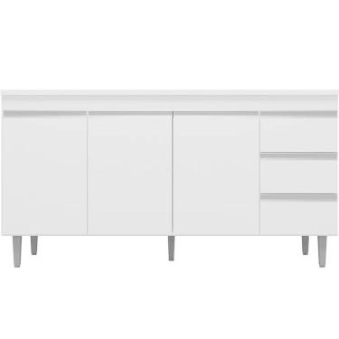 Imagem de Balcão De Pia 160 Cm Adriana 3 Portas 3 Gavetas Branco