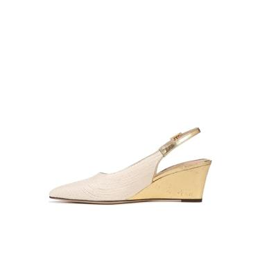 Imagem de Franco Sarto Sapato feminino Tessa bico fino com salto anabela, Ráfia branco marfim, 9