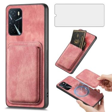 Imagem de Asuwish Capa de celular para Oppo A16/A16S/A54s carteira celular com protetor de tela de vidro temperado e compartimento fino para cartão de crédito CPH2273 feminino masculino rosa