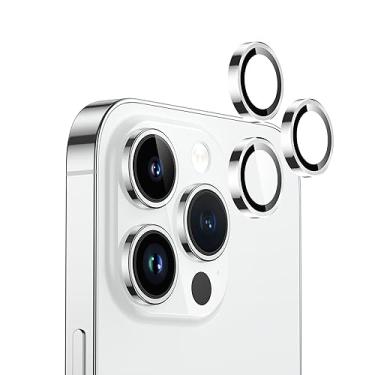Imagem de FLOLAB Protetor de lente de câmera NanoArmour para iPhone 15 Pro Max durável, capa de câmera de vidro temperado, anel de câmera de alumínio, TruColors antirreflexo, ultra transparente e fácil de