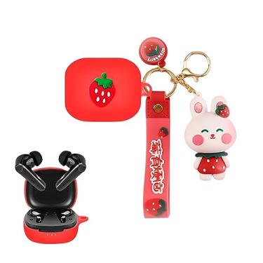 Imagem de SKPY Capa protetora antiqueda de coelho fofo compatível com EarFun Air Pro 3, capa de chaveiro macia de silicone à prova de choque com pingente para meninos, meninas, mulheres, homens, adolescentes