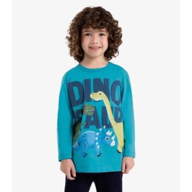 Imagem de Camiseta Infantil Manga Longa Dino Rovi Kids Azul-Masculino