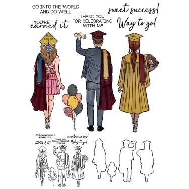 Imagem de YIXUAN Conjunto de moldes de corte de metal transparentes para meninos e meninas, para fazer cartões, faça você mesmo, materiais de scrapbook, molde de faca de carimbo de silicone com saco envelope de