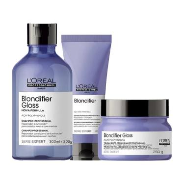 Imagem de Kit L'oréal Professionnel Serie Expert Blondifier Gloss - Shampoo E Condicionador E Máscara