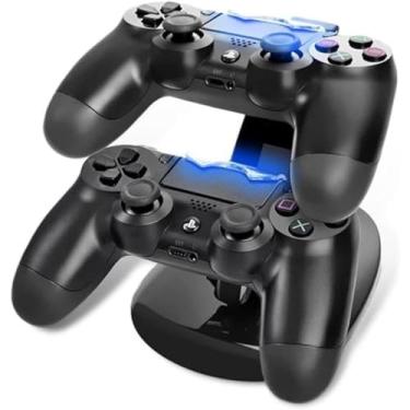 Imagem de Suporte de Carregamento Duplo para Controladores PS4, Estação de Carregador USB com indicador LED para Playstation 4 / PS4 Slim Pro, Preto Pse7store