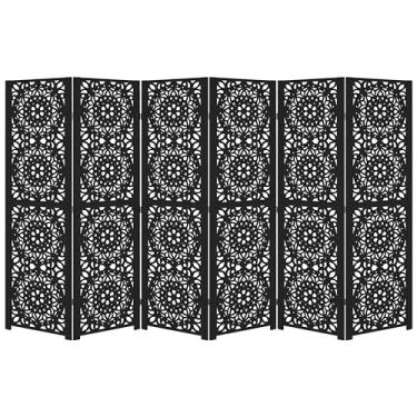 Imagem de Biombo Pintado Divisoria Separador de Ambiente MDF Preto ou Branco (Preto, 6 Mandala)