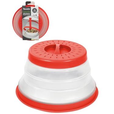 Imagem de Tovolo Capa para respingos de micro-ondas para alimentos, pequena (maçã candy vermelho) - Tampa protetora de respingos de silicone dobrável e ventilada - Placa de micro-ondas e tampa de prato com alça
