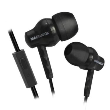 Imagem de Magnavox Fones de ouvido MHP4851-BK com microfone em preto | Disponível em rosa, preto e branco | Fones de ouvido com fio com microfone | Fones de ouvido estéreo confortáveis com fio | Cabo