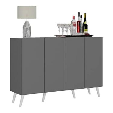 Imagem de Aparador Buffet 4 Portas Retrô Veneza Multimóveis V3556 Grafite/branco