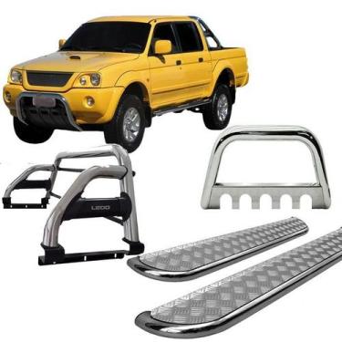 Imagem de Kit Quebra Mato Estribo Santo Antônio H2 L200 Cromado - HOZZ