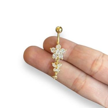 Imagem de Piercing Umbigo Pingente Borboleta Antialérgico Aço Cirúrgico - RaraSt