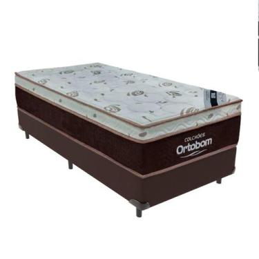 Imagem de Cama Box Solteiro Marrom e Colchão Sleep King Molas Ensacadas Ortobom